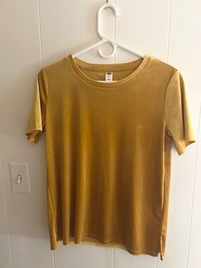 Old Navy Women’s Velvet T-Shirt in Mustard Yellow